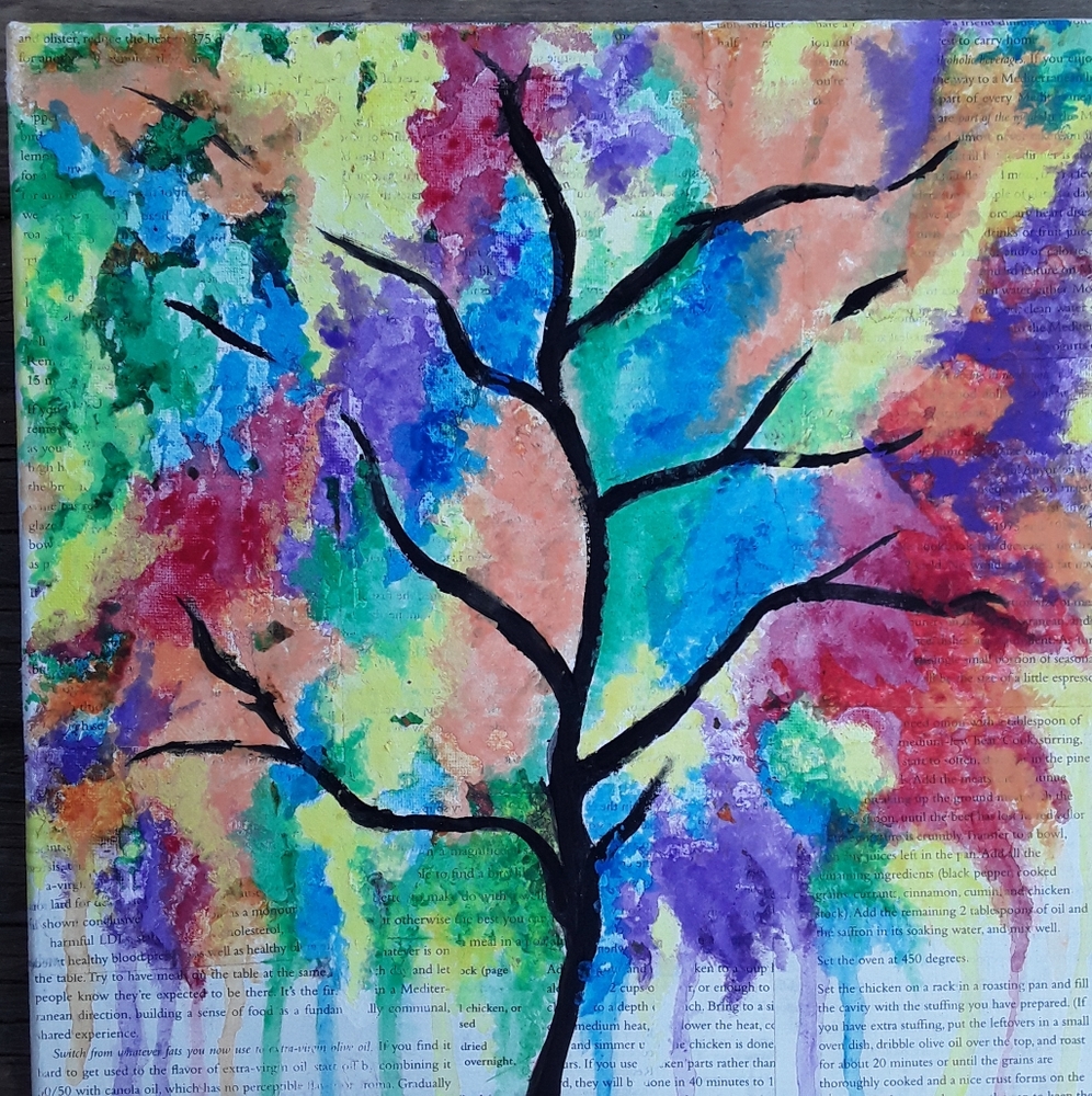 Watercolor Bright Rainbow Tree Painting Art - Picture 8 of 8